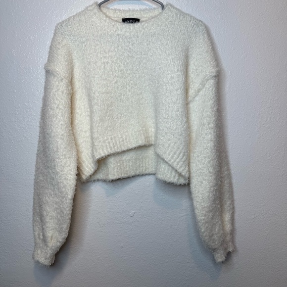 Vici Sweaters - Vici Lost Without You Fuzzy Cropped Sweater With Balloon Sleeves Size X-Small